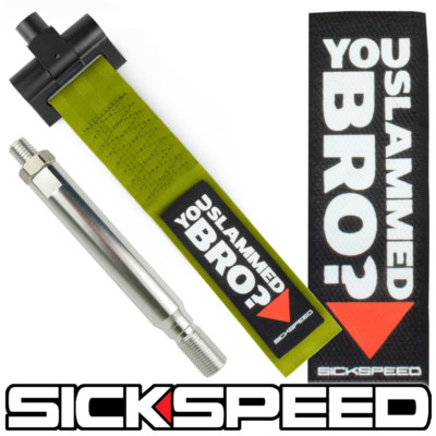 SICKSPEED OLIVE GREEN FRONT BUMPER SPORTS STYLE REAR TOW HOOK STRAP SLAMMED
