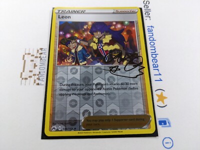 Leon REVERSE HOLO RARE Signature card 134/159 SWSH Crown Zenith