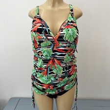 New Plus Size One Piece Swimsuit Sz 22W Tummy Control Ruched Tankini Look