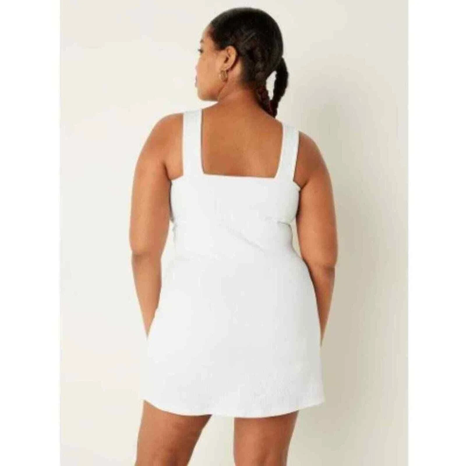 UNDERCOVER Abito donna Victoria's Secret ROSA costina scollo quadrato attivo bianco taglia large nuovo con etichetta