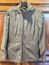 Lucy Flex Urban Travel Coat Medium Black Hooded Jacket Stretch Windbreaker