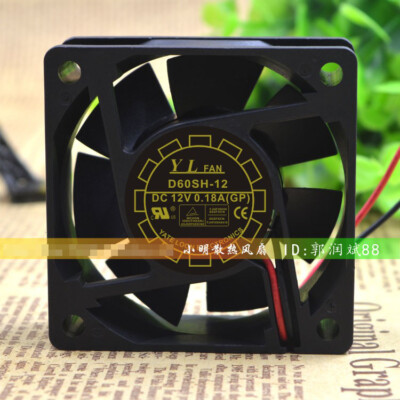 1 pcs YLFAN D60SH-12 DC12V 0.18A 6025 6cm 2-wire cooling fan