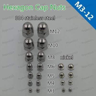 M3 To M12 Hexagon Cap Nuts Hex Acorn Nuts 304 Stainless Steel & Nickel