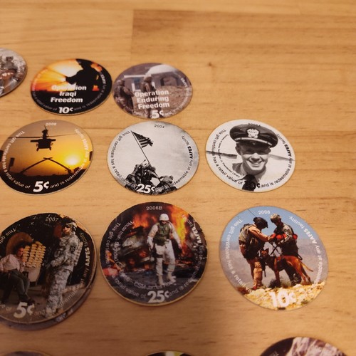 AAFES Military Pogs from BIAP, 5, 10 & 25 Cents Lot of 68 - Picture 6 of 7