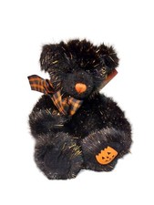 Russ Sparky Halloween Teddy Bear Plush Black Gold Stuffed Animal 9"