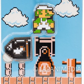 Super Mario Bros. Dot Character Pins Set Luigi Ver.1 JAPAN NES FAMICOM NINTENDO