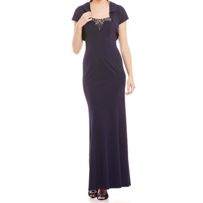 Decode 1.8 Size 4 Women s Beaded Neckline Navy Jacket Gown Dress