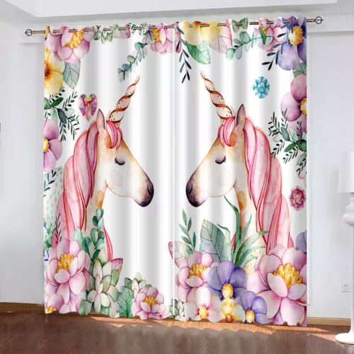 Magische Einhorn Vorhänge Dicke Verdunkelung Schlafzimmer Thermo Ring Top Ösenvorhänge - Bild 17 von 57