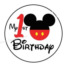 30 MY 1ST BIRTHDAY MOUSE ENVELOPE SEALS LABELS PARTY FAVOR STICKERS 1.5"