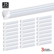 25 Pcs T8 8FT Integrated LED Tube Light Bulbs 120W 8Foot 8' LED Shop Light 6000K