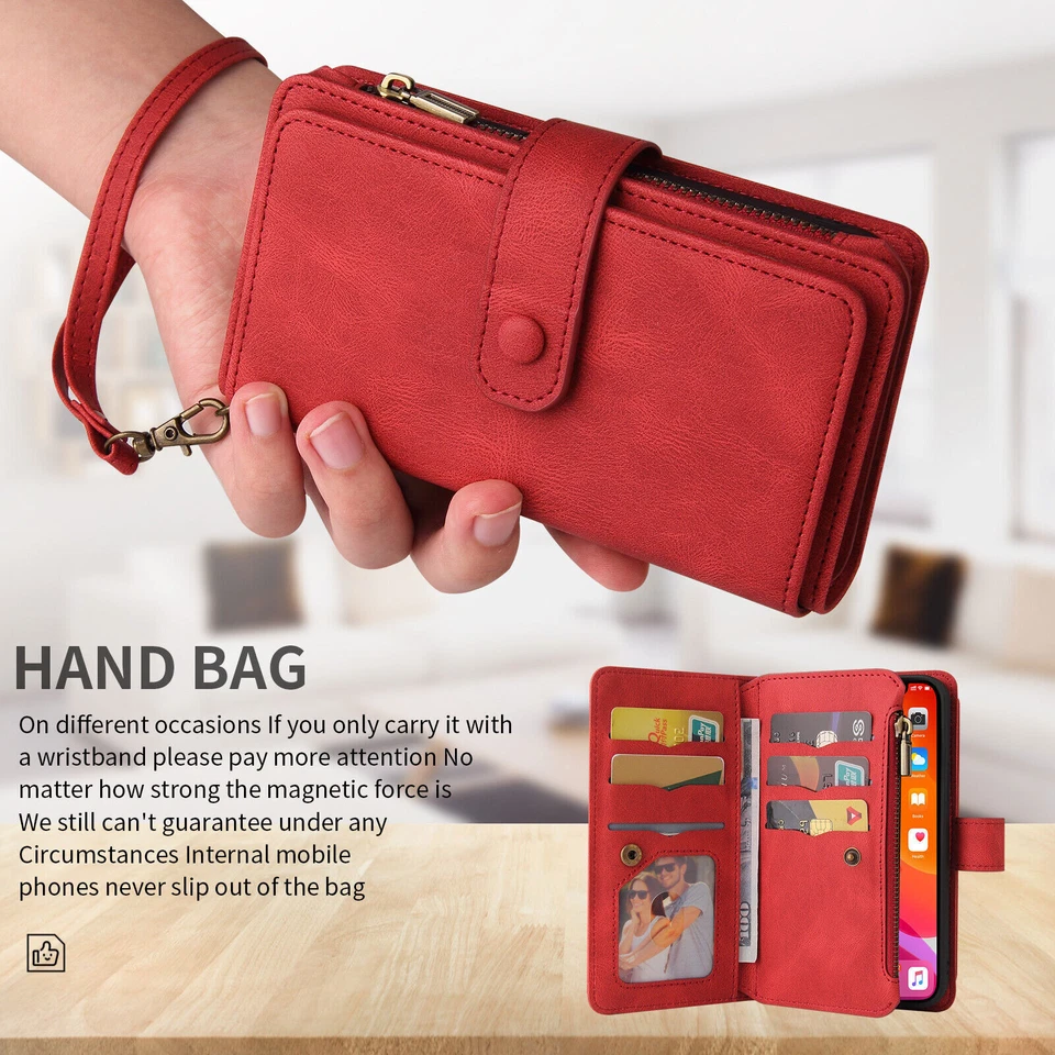 Zipper PU Leather Wallet Phone Case for Samsung S24 A54 A15 A34 A24 A25 A04E A05 - Image 3 of 4