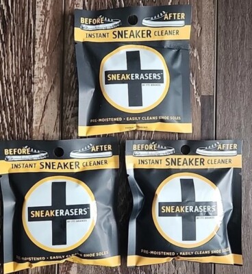 3 Packs SneakERASERS  Instant Sole and Sneaker Cleaner, Premium Pre-Moistened
