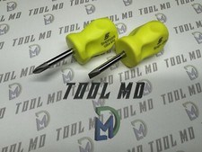 Snap-on Tools Usa New 2-piece Hi Viz Yellow Hard Handle Stubby Screwdriver Set Snap-on Tools Usa New 2-piece Hi Viz Yellow Hard Handle Stubby Screwdriver Set