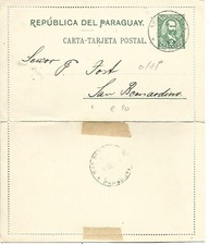 1930 PARAGUAY POSTAL STATIONERY CARD COVER