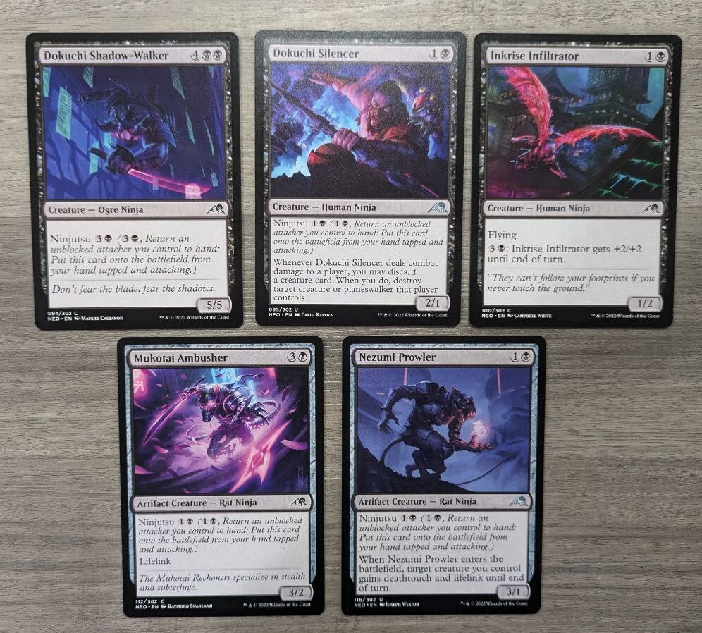 MTG Magic Set of 5 Black Ninja Creatures Kamigawa: Neon Dynasty