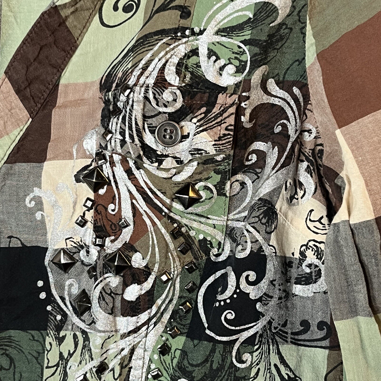 Daytrip Patchwork Plaid Button Down Top Womens Si… - image 3