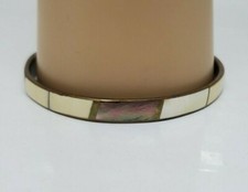 Vintage Mother of Pearl Bracelet Brass Inlay Bangle Design
