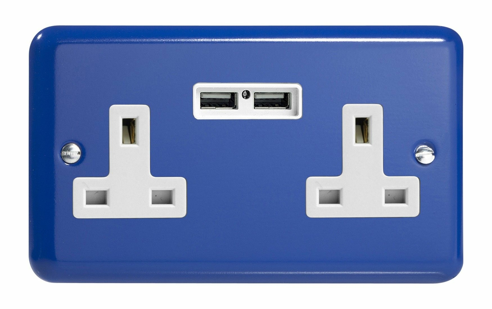 Varilight XY5U2W.RB Reflex Blue 2 Gang Double 13A Unswitched Socket 2.1A USB