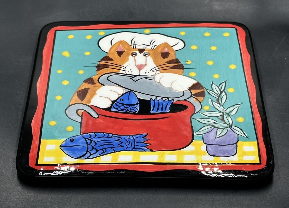 Catzilla Candace Reiter Kitty Cat Seafood Chef with Pot of Fish