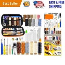 Durable 60-Piece Sewing Kit for Leather  Upholstery Repair - On-the-Go Solution