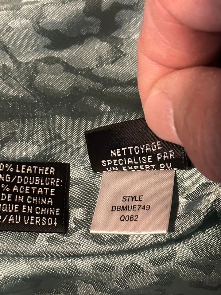 Chaqueta de Cuero Dana Buchman Esmerilada Verde Salvia Única De Colección Años 90 Cierres Talla 2 Foto 4 de 4