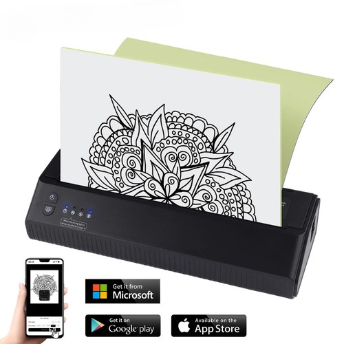 Portable Wireless Tattoo Printer Thermal Bluetooth Text Document Maker with Pap