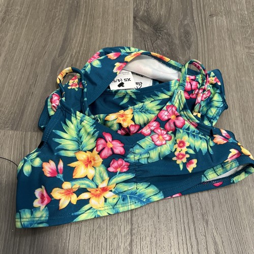 Girls Art Class Size 4/5 Floral Bikini Teal With Yellow And Pink - Picture 10 of 12