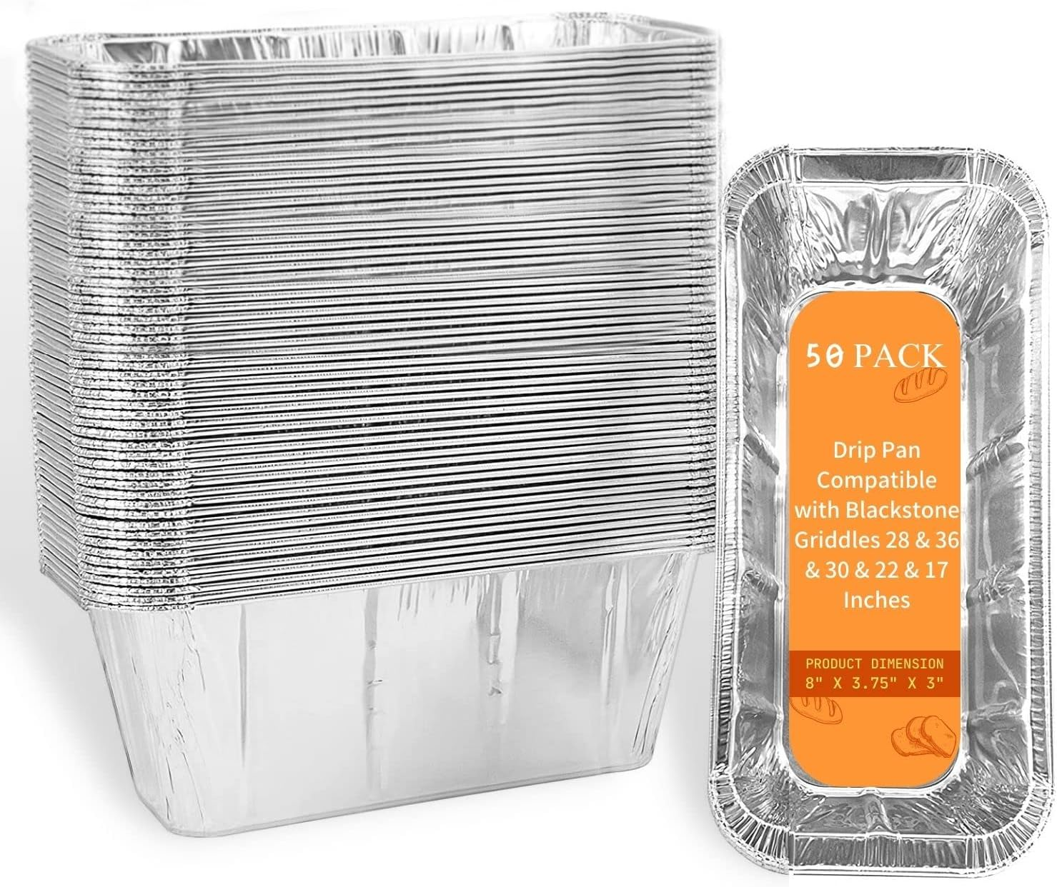 50-Pack Blackstone Griddle Drip Pan Liners, Disposable Aluminum Foil Trays