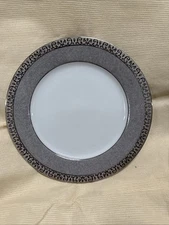 7 Royal Gallery Platinum Buffet Accent Salad Plates 8 1/2" Gray Band Plate Set