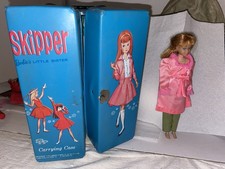 Vintage 1964 Skipper Barbie Doll W/Carry Case Blue  Hangers