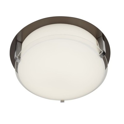 Braune LED-Deckenleuchte mit Metalloptik und weißem Opalglasschirm