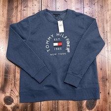 Tommy Hilfiger Mens XL Blue Crewneck Sweatshirt Est 1985 New York Graphic NWT