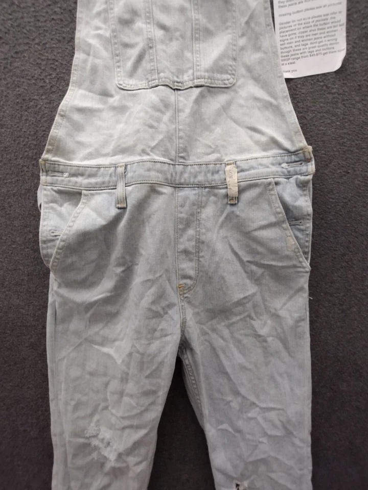 Vintage Overalls Jumpsuit Women's Unbranded Blue White 70s Hippy 32x28 - Image 4 of 4