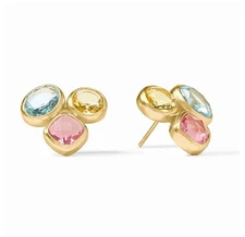 Julie Vos  Kaleidoscope Statement Stud earings Multi Stone NEW