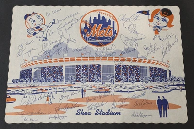 Rare 1969 NEW YORK METS Signed Placemat-32 Sigs-McGRAW-RYAN-SEAVER-BERRA-PSA - Image 1 of 4