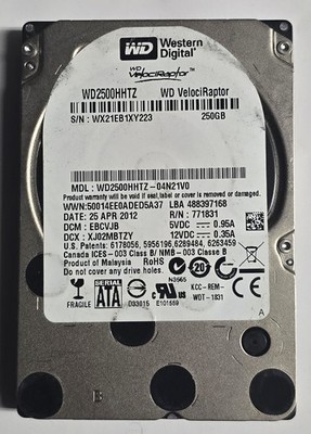 WD VelociRaptor 250GB 10000RPM HDD WD2500HHTZ - Tested Good