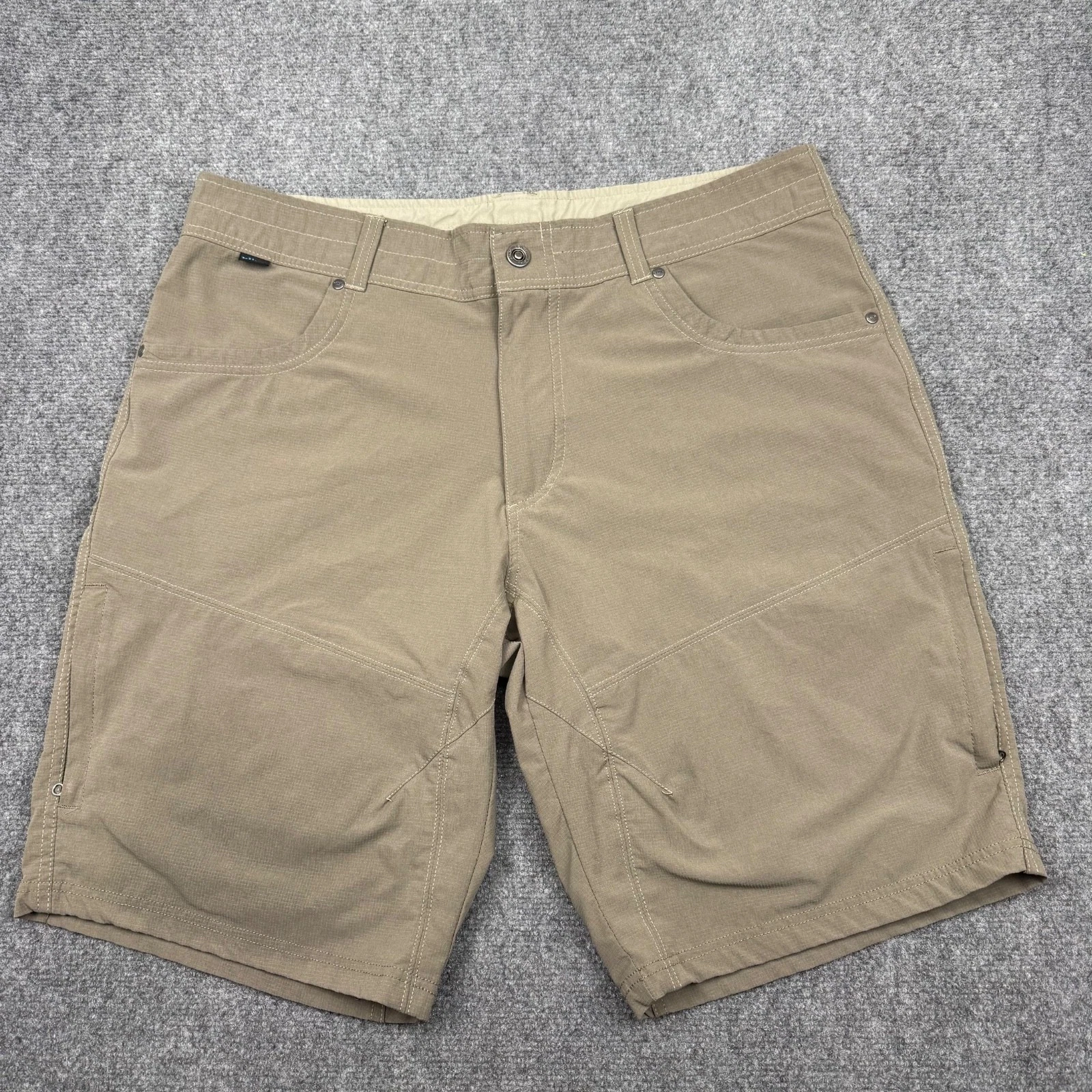 Kuhl Silencr Cargo Shorts Mens 38 Beige Hiking Outdoors Stretch Performance 5230