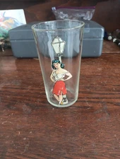 Novelty Glass Cup Painted Dressed Women On Outside On Inside She's Nude