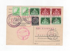 1937 3rd Reich Zeppelin Germany Cruise Boarding Post Card Nice Franking SI 453 A