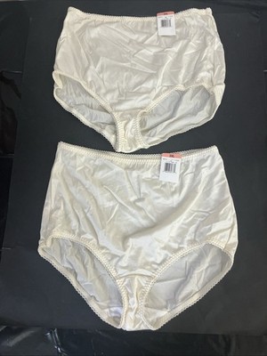 Vanity Fair Panty Women s 3XL Satin 2 Pair Glow Silky Granny Brief Ivory New VF