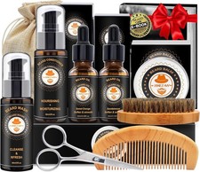 XIKEZAN Beard Grooming Kit for Men Oil Balm Wash Brush Gift Set