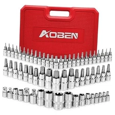  64Pcs Master Torx Bit Socket and External Torx Socket Set, 1/4, 3/8, 1/2 Large