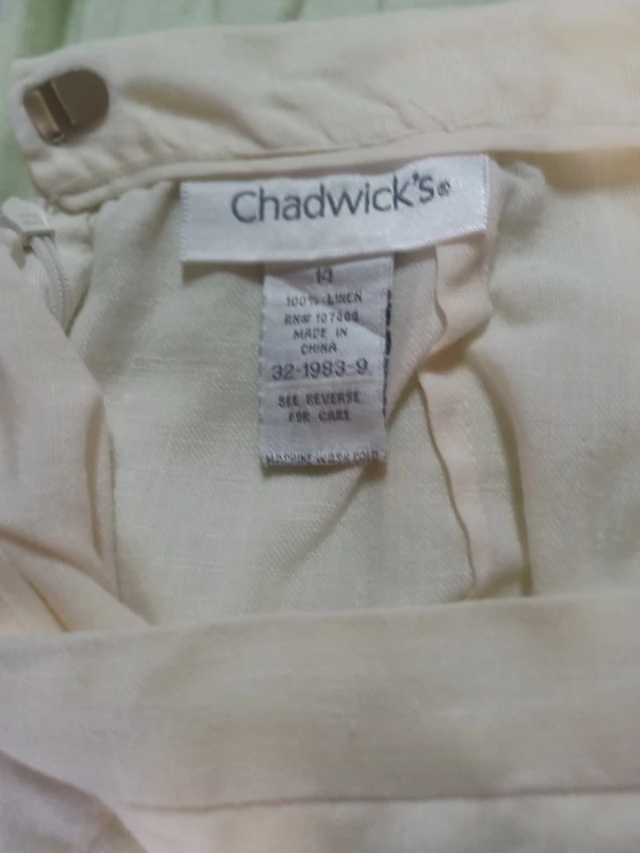 Chadwick's Women's 100% Linen Long Skirt SZ 14 Natural Light Tan - Image 2 of 4
