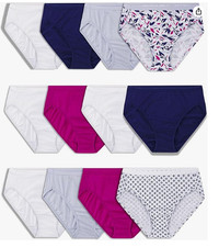 Fruit of the Loom 12-Pack Women's Eversoft Cotton Underwear Size 8 Tag Free