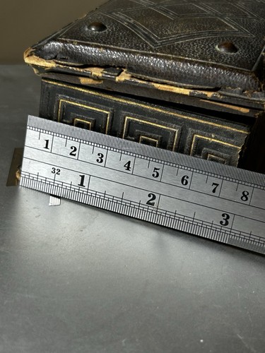 Antique Leather Covered Wooden Stamp Storage Box - Picture 16 of 16