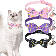 Cat Collar Breakaway 3 Pack - Safety Kitten Collar with Bells Moons Stars Bowtie