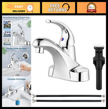 Polished Chrome Single Handle Bathroom Sink Faucet 4-Inch Centerset, RV Ready, H