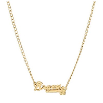 MLB Gold Plated Brass Nameplate Necklace Atlanta Braves