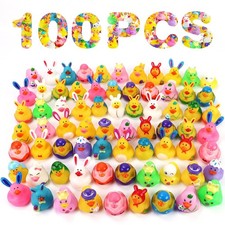 100PCS Easter Rubber Ducks in Bulk,Assorted Gifts Party Favors ,Resurrection ...