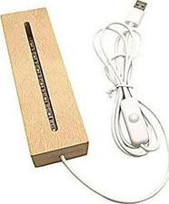 Wood Art Rectangle LED Lights Display Base, Crystal Wooden Lighted Base Stand -